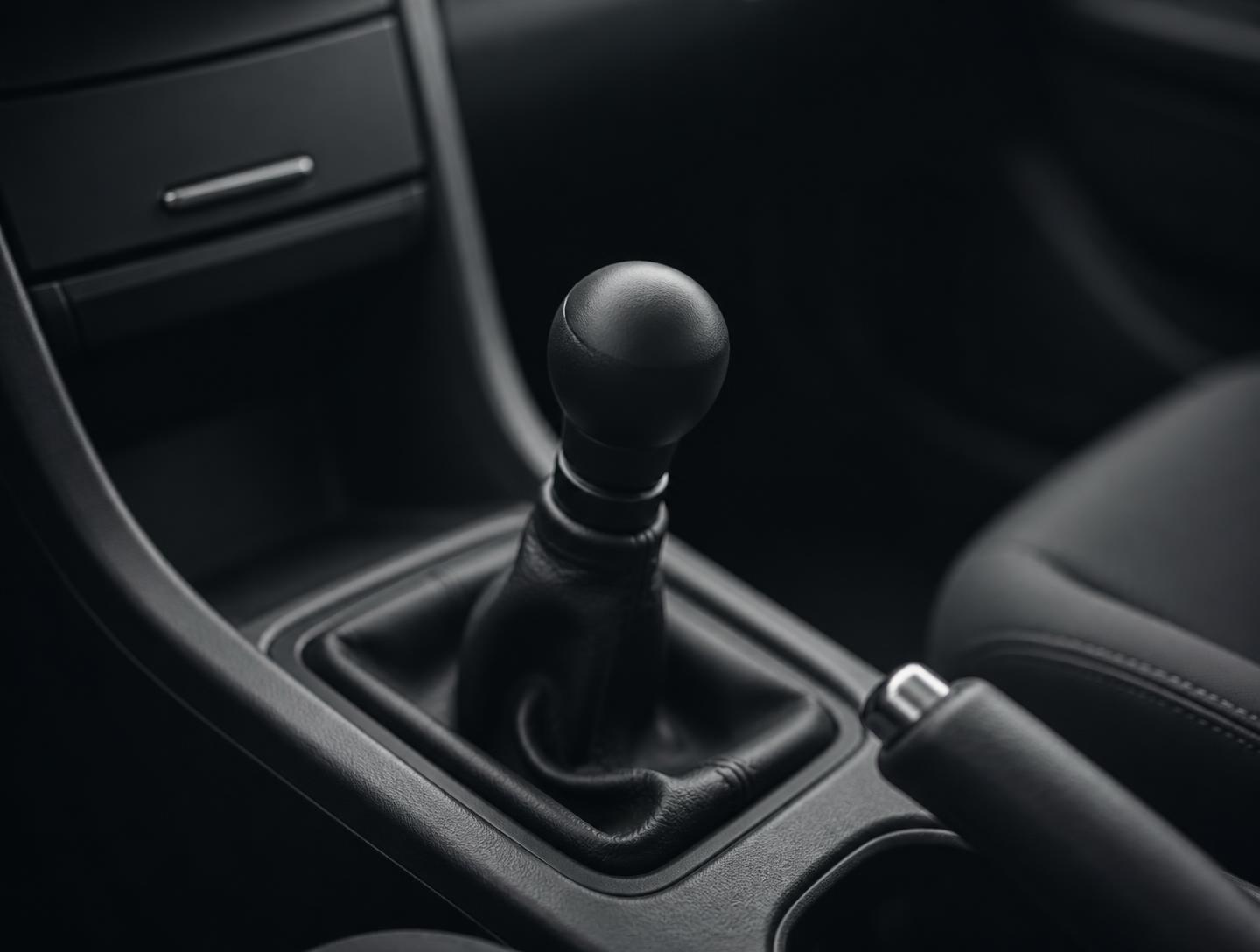 Close-up of a manual gear shifter